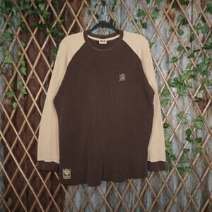 XL - Vintage Y2K Brooklyn Express ribbed waffle net thermal
